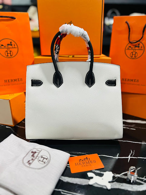 Hermes Birkin Blanco con Asa Negro Piel