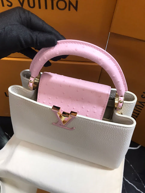 Louis Vuitton Blanco Rosa Piel Avestruz y Becerro