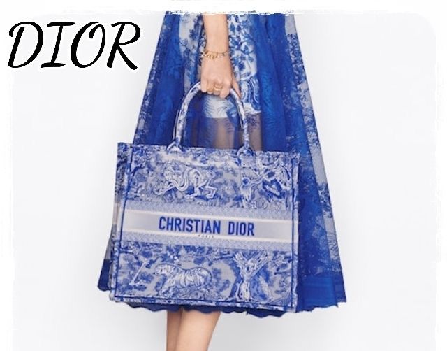 Christian Dior Azul Bordado Tigres Tela