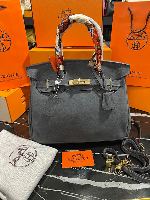 Hermes Birkin Gris Gamuza Piel