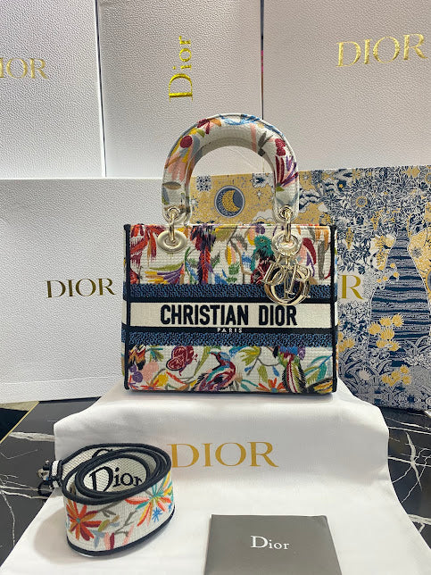 Christian Dior Bordada Patrón Aves Tela