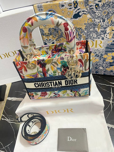 Christian Dior Bordada Patrón Aves Tela