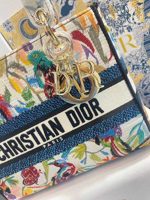 Christian Dior Bordada Patrón Aves Tela