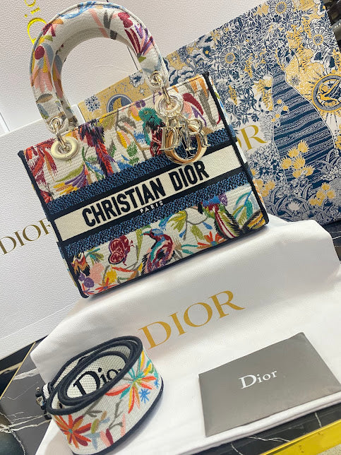 Christian Dior Bordada Patrón Aves Tela