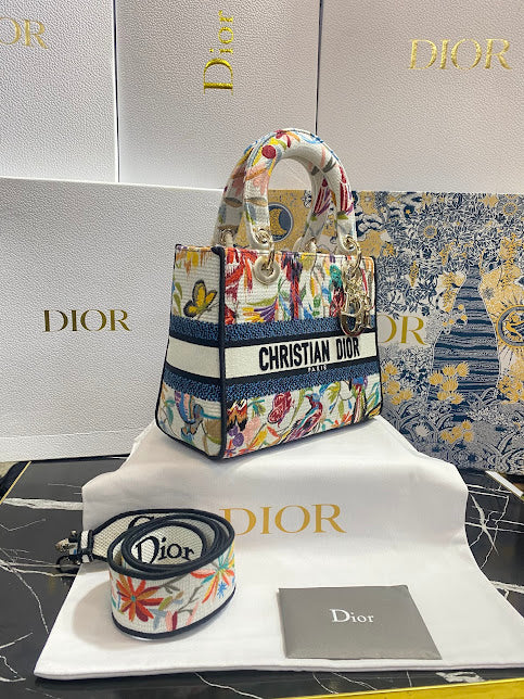 Christian Dior Bordada Patrón Aves Tela