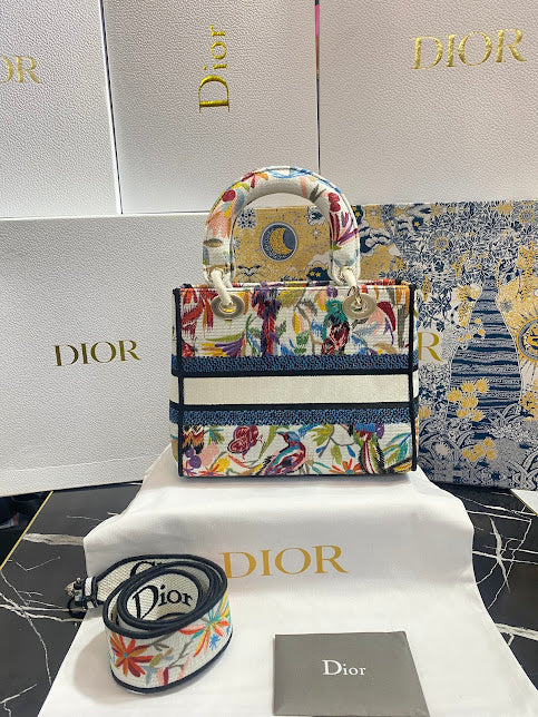 Christian Dior Bordada Patrón Aves Tela