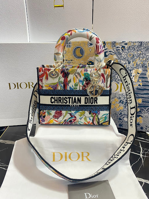 Christian Dior Bordada Patrón Aves Tela