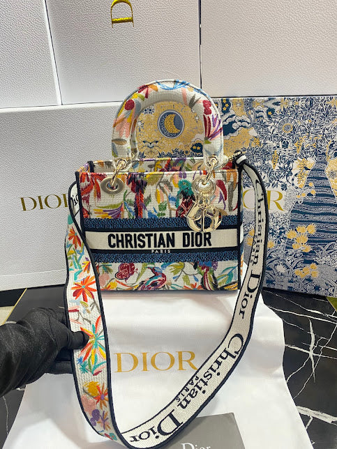 Christian Dior Bordada Patrón Aves Tela