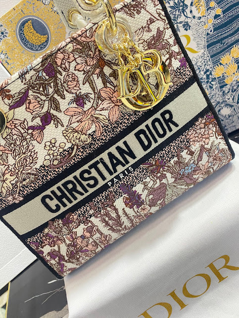 Christian Dior Bordada Patrón Flores Tela