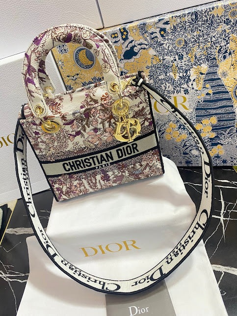 Christian Dior Bordada Patrón Flores Tela