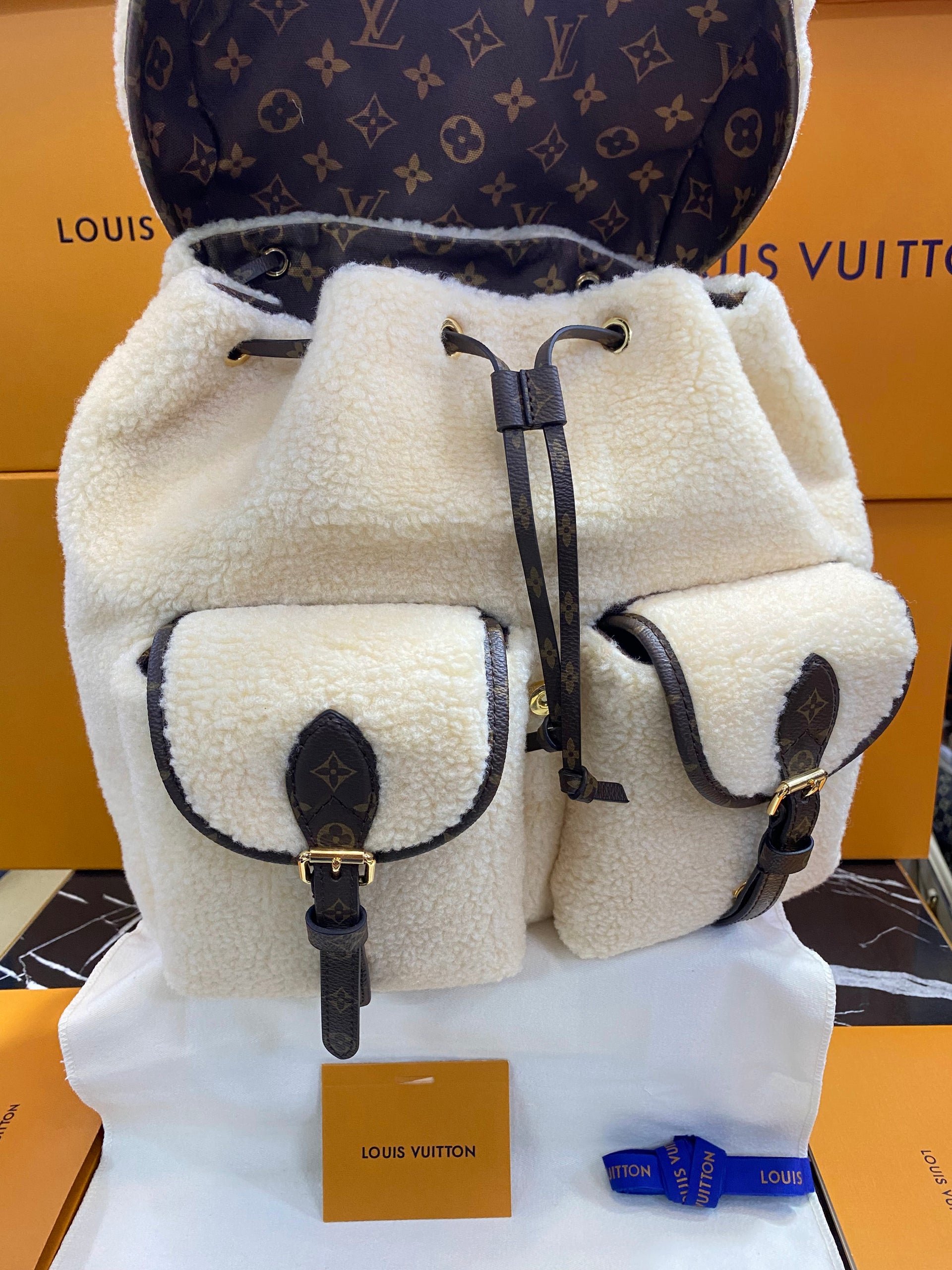 Louis Vuitton Beige Lana con Piel