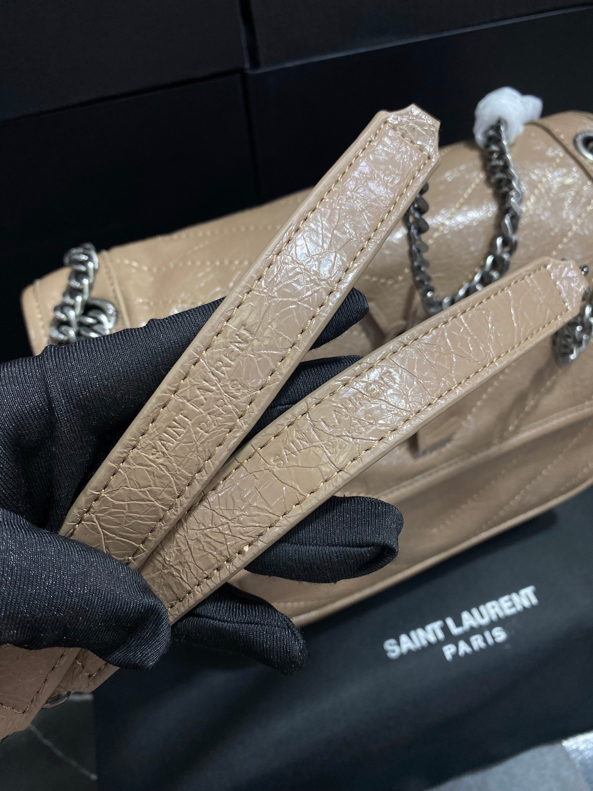 Saint Laurent Café Claro Piel