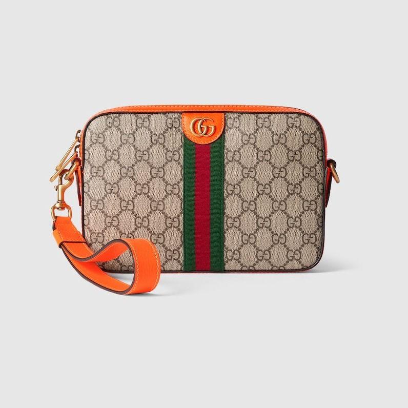 Gucci piel cafe con naranja