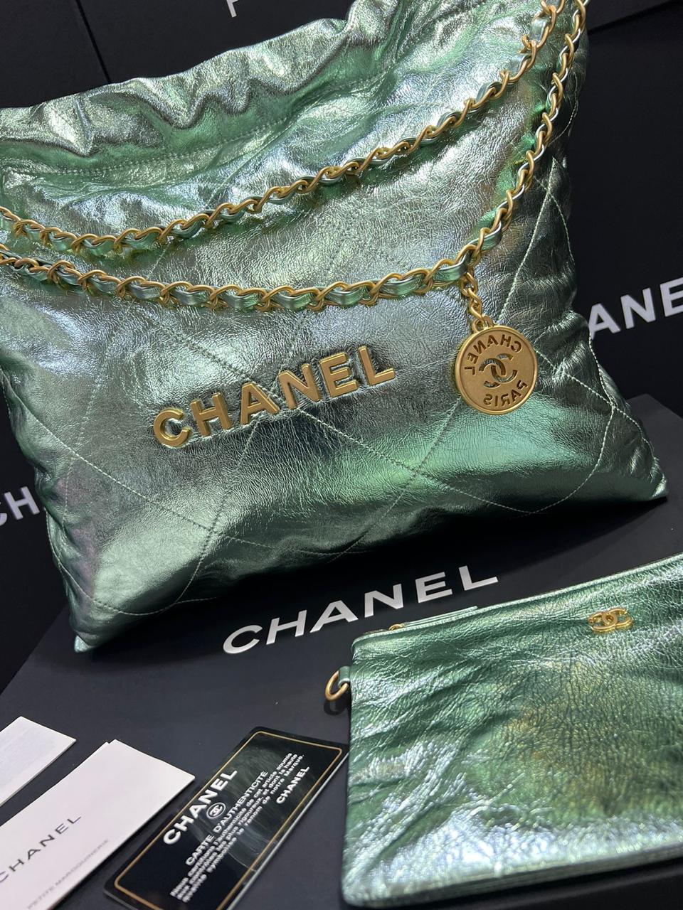 Chanel G5 bolso elegante y sofisticado en piel  de ternera metalizada