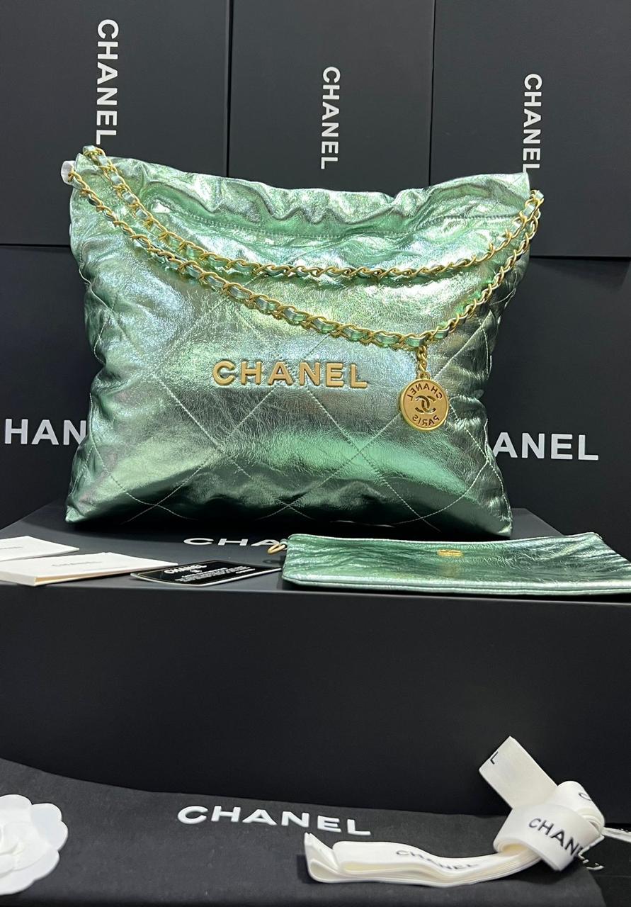 Chanel G5 bolso elegante y sofisticado en piel  de ternera metalizada