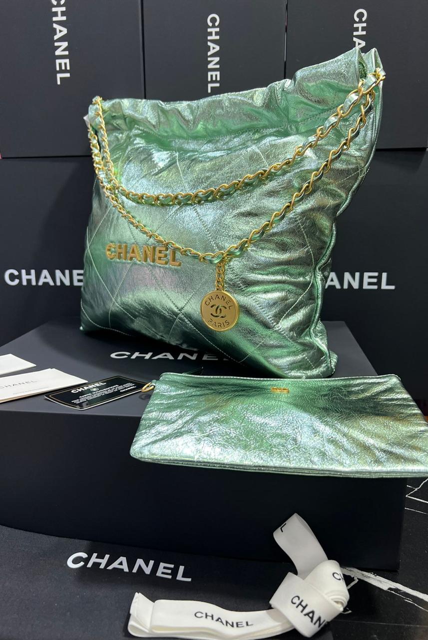 Chanel G5 bolso elegante y sofisticado en piel  de ternera metalizada