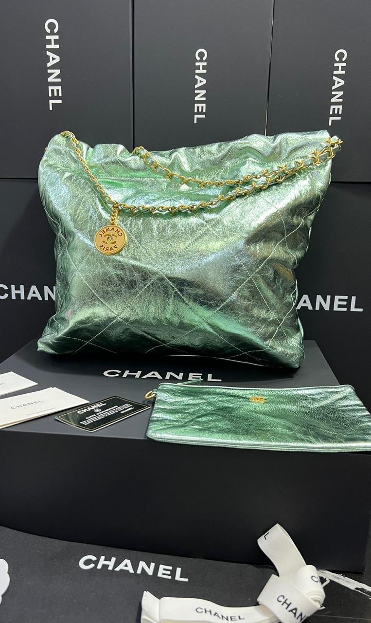 Chanel G5 bolso elegante y sofisticado en piel  de ternera metalizada