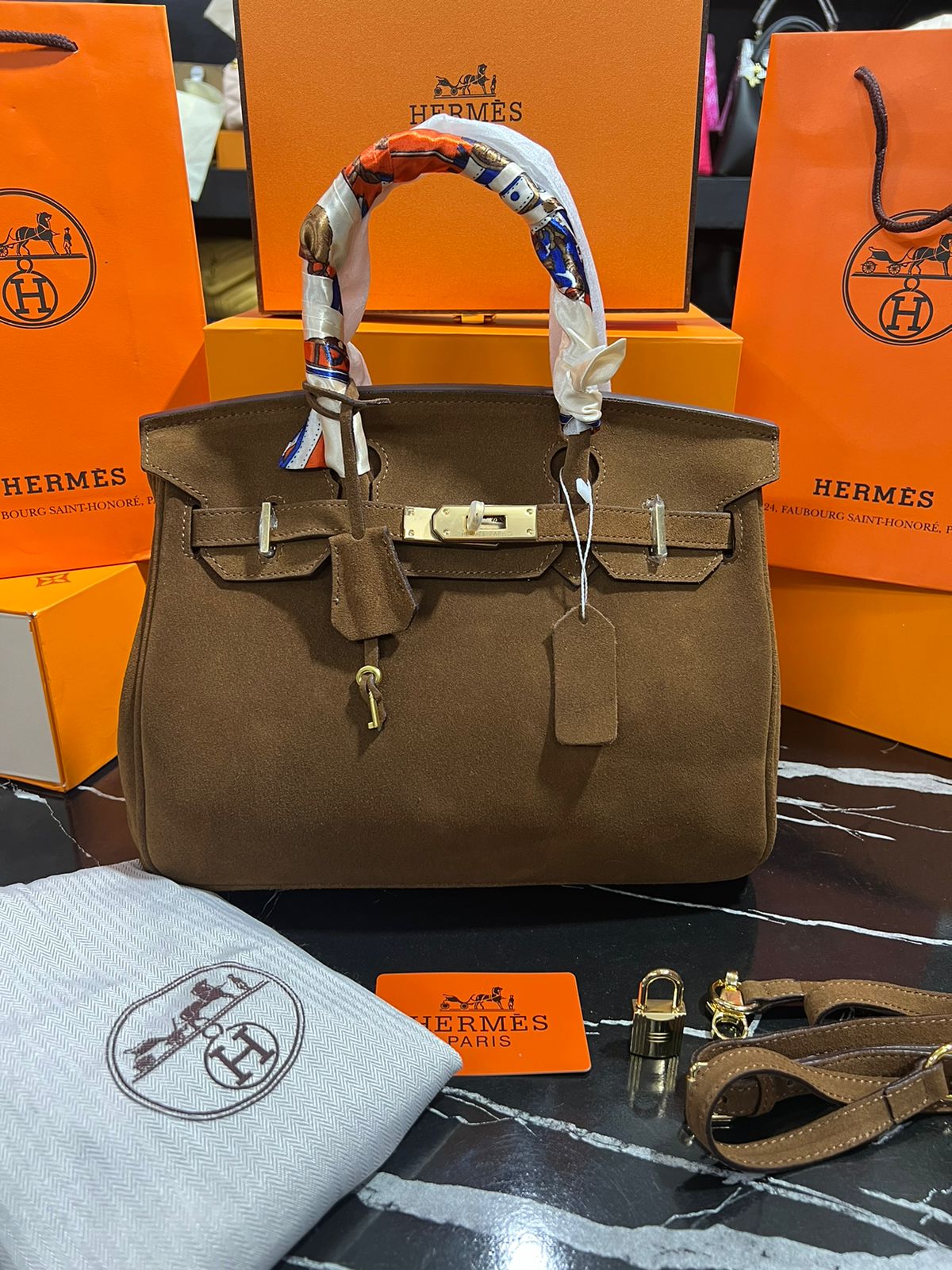 Hermes Birkin Café Gamuza Piel