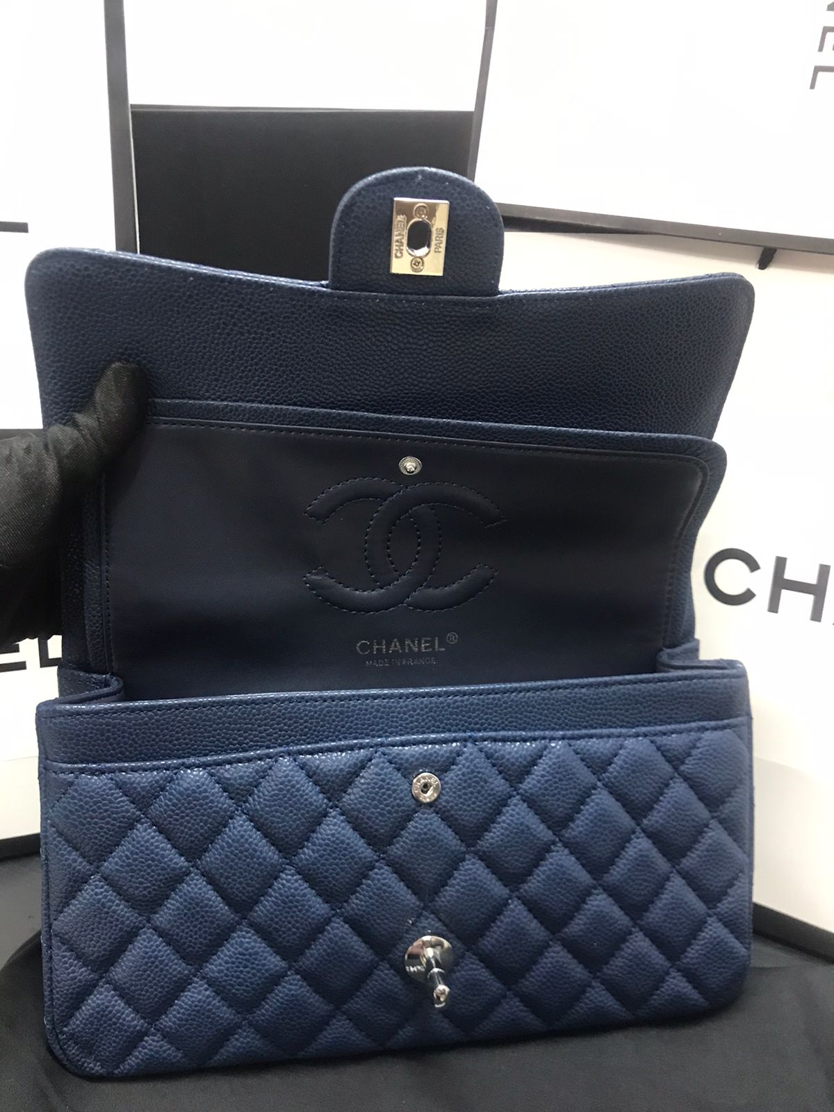 Chanel Caviar Azul Piel