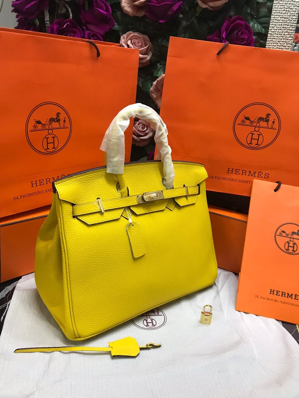 Hermes Amarillo Piel