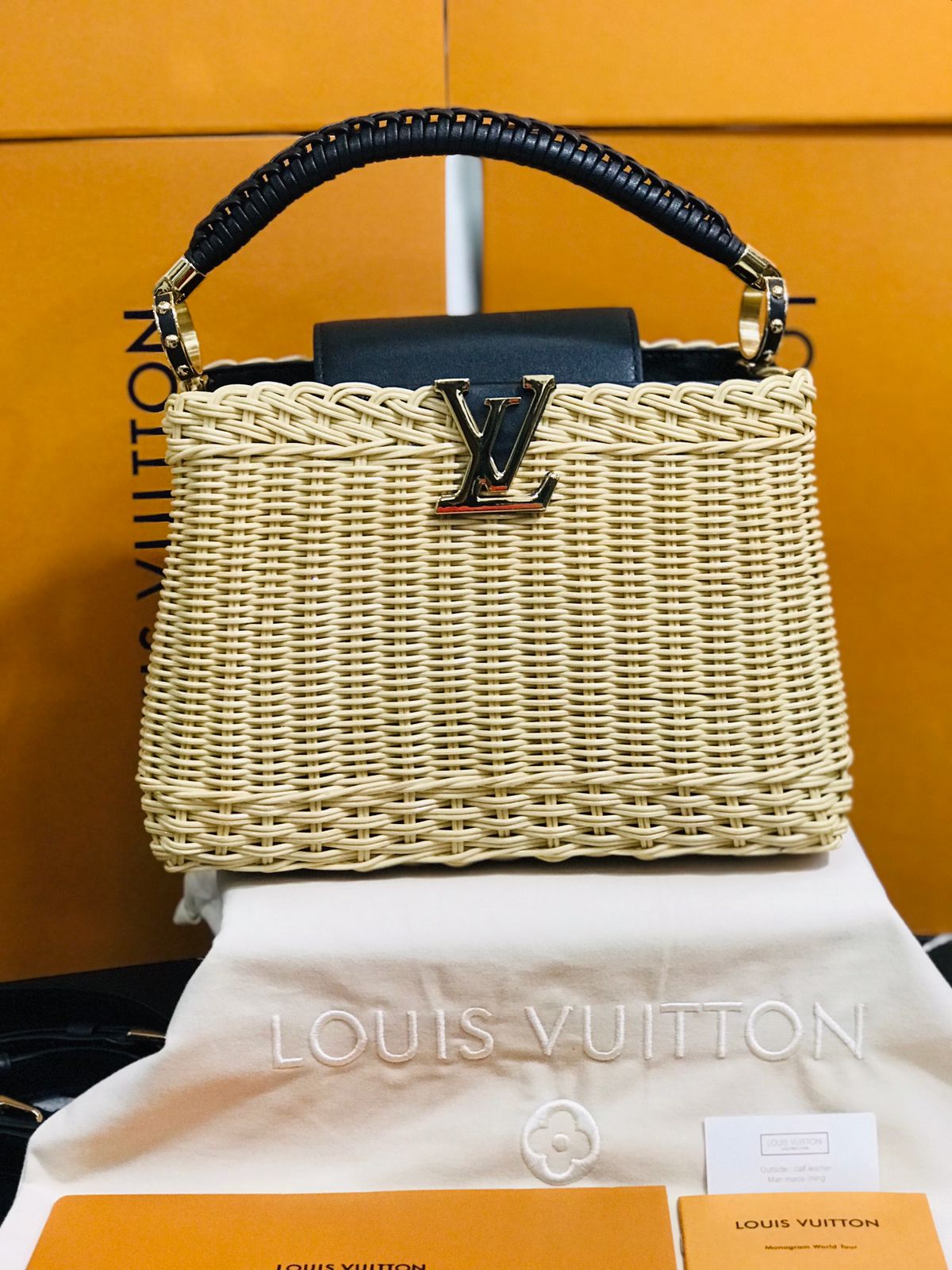 Louis Vuitton Edición Especial Mimbre tejida a mano correas de Piel