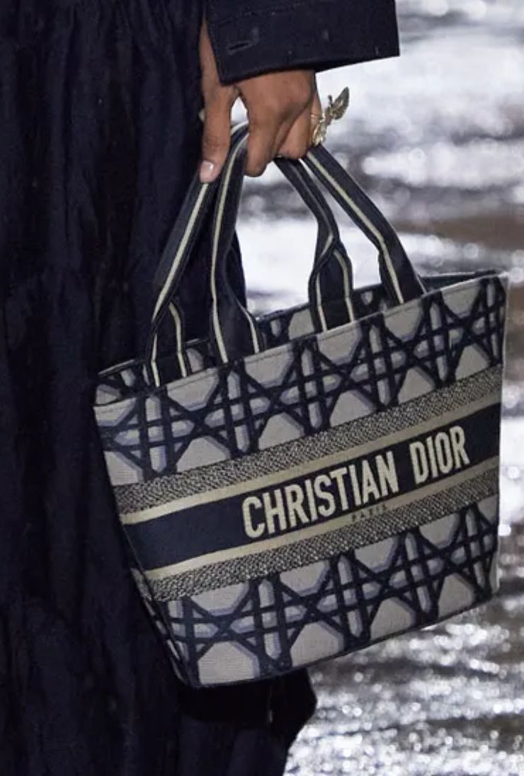 Christian Dior Negro Beige Bordada