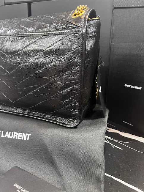 Saint Laurent Niki Negra Piel