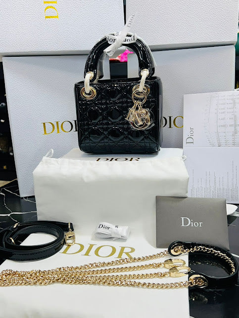 Christian Dior Negro Charol con Piel