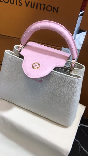 Louis Vuitton Blanco Rosa Piel Avestruz y Becerro