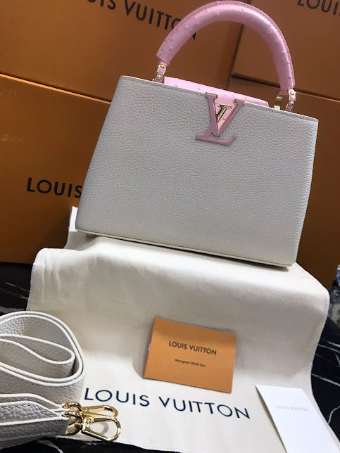 Louis Vuitton Blanco Rosa Piel Avestruz y Becerro