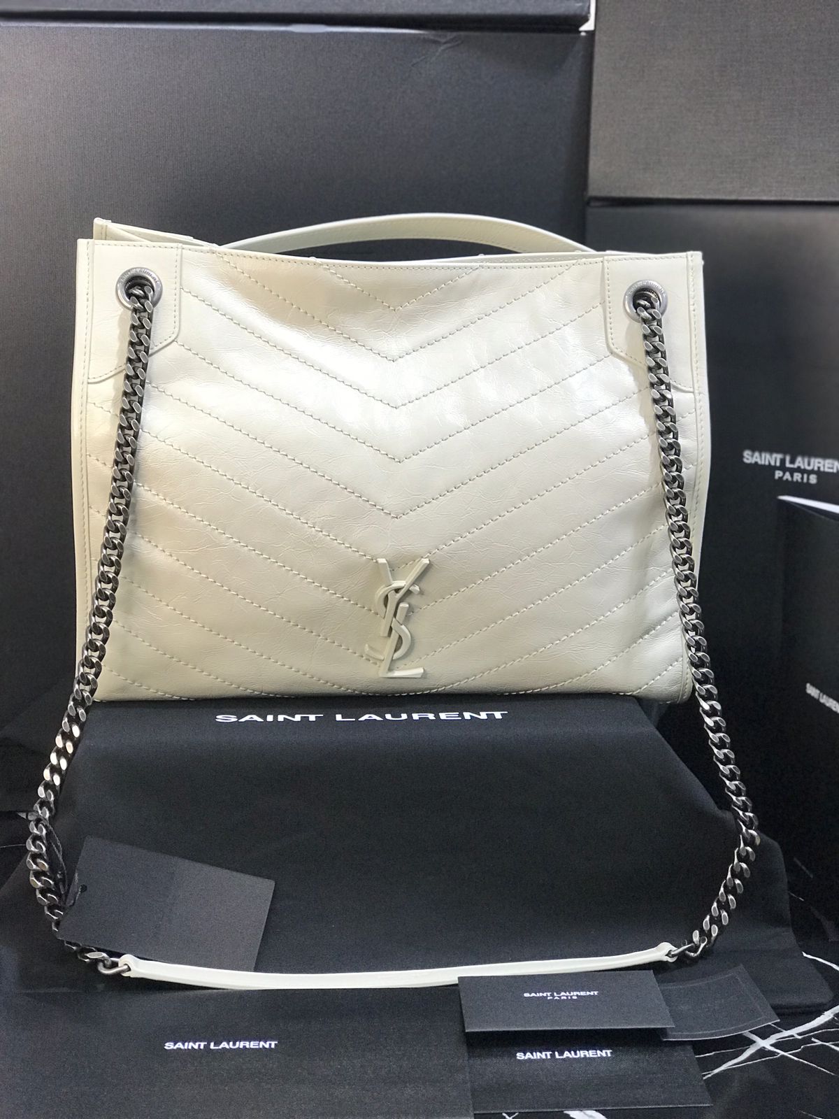 Saint Laurent Blanco Piel