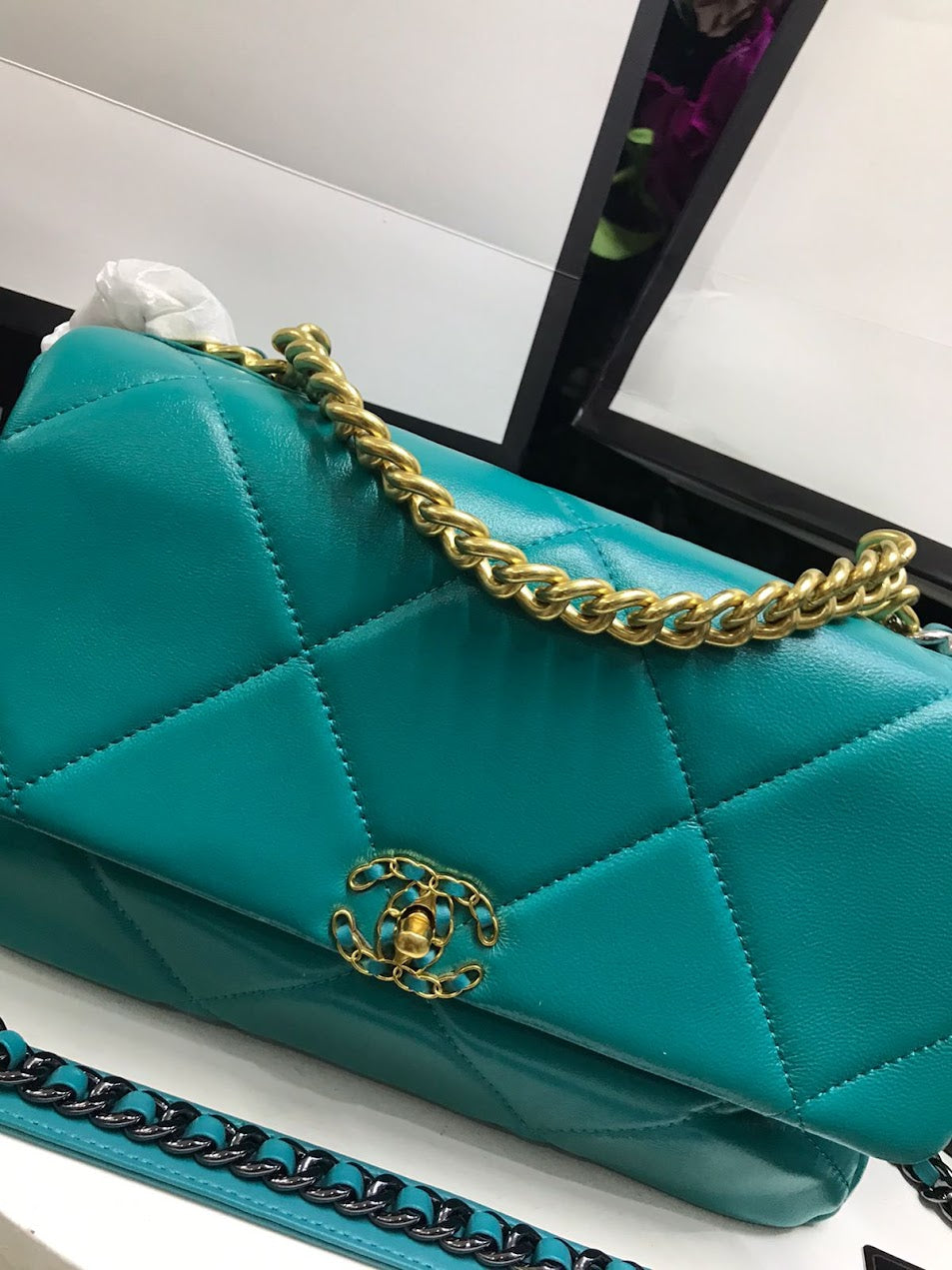 Chanel Azul Aqua Piel Pequeña