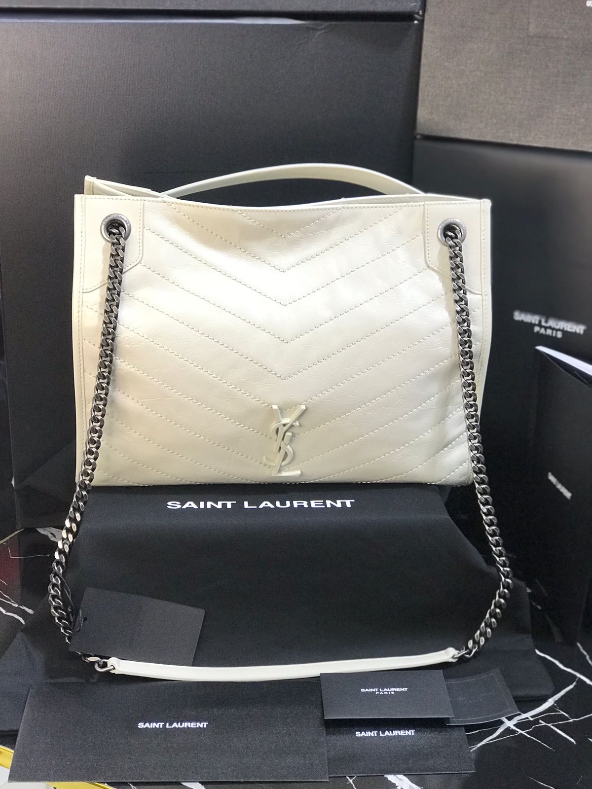 Saint Laurent Blanco Piel