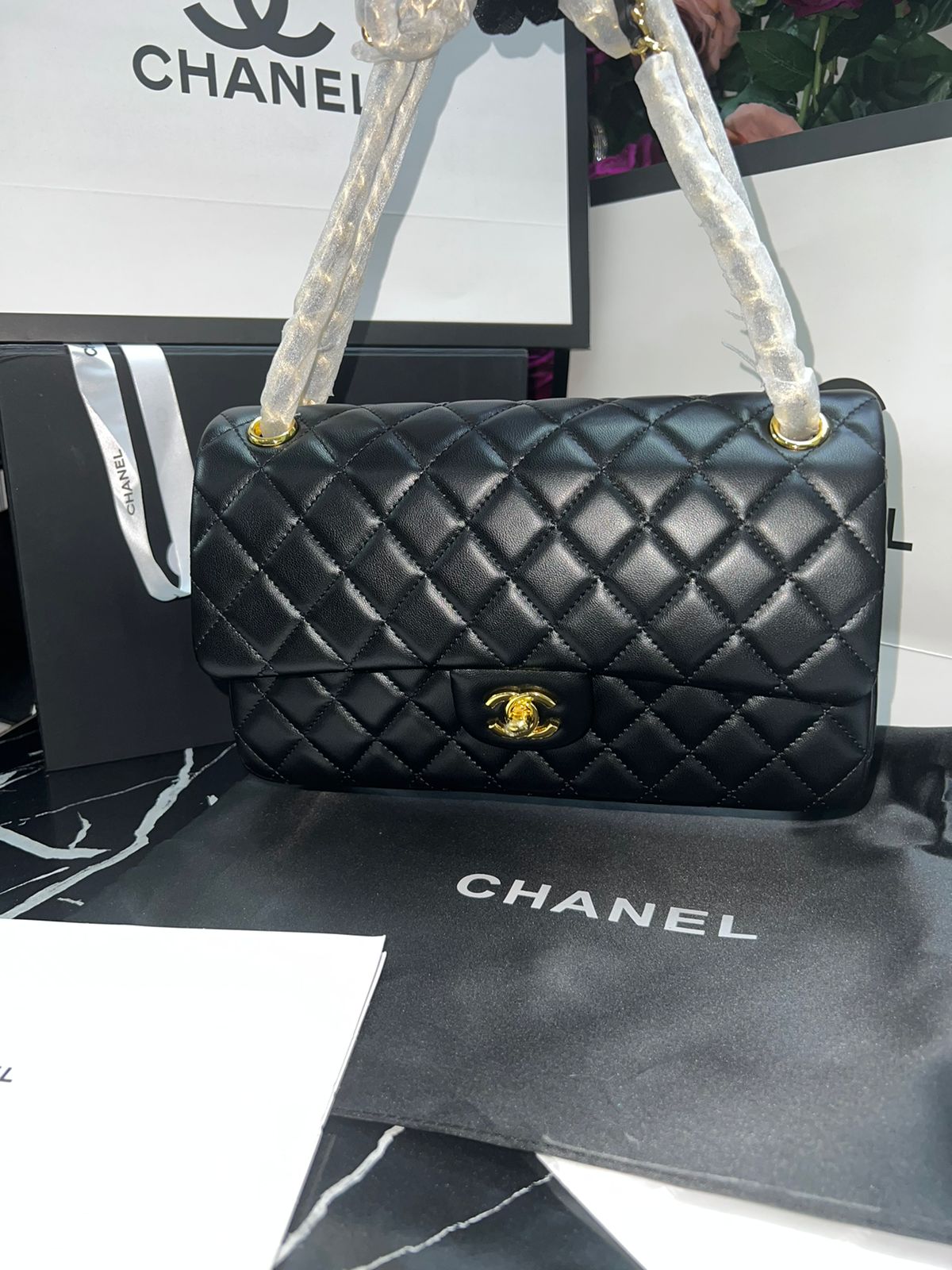 Bolsa Chanel Negro Clasica Con Solapa