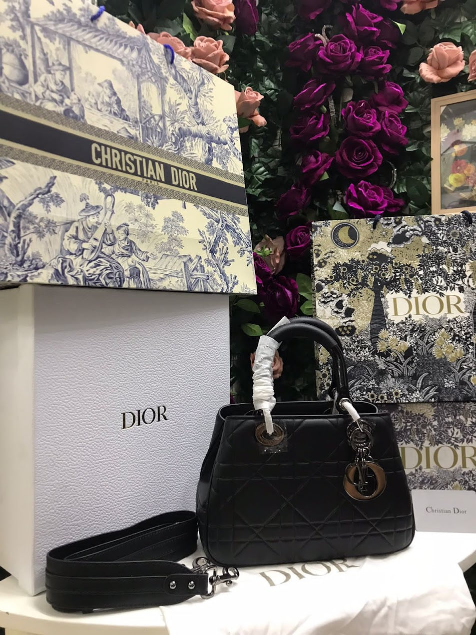 Christian Dior Negra Pequeña Piel