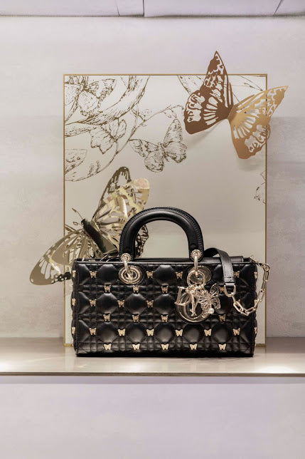 Christian Dior Edición Mariposa Negra Cadena Dorada Piel