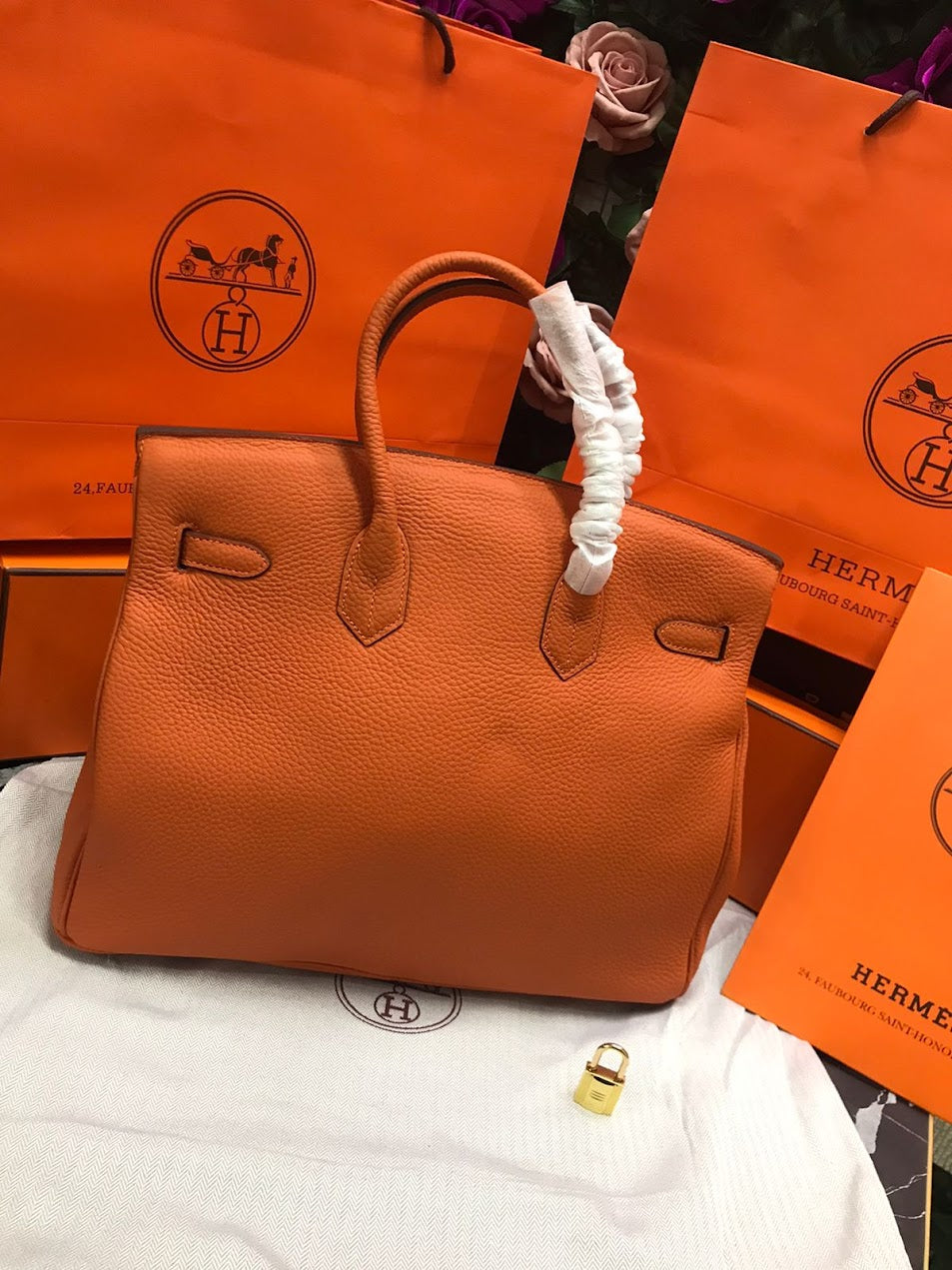 Hermes Naranja Piel