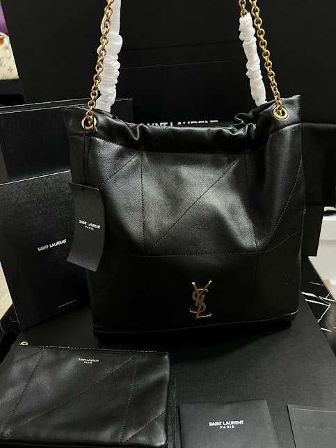 Saint Laurent Negro Cadena Dorada Piel