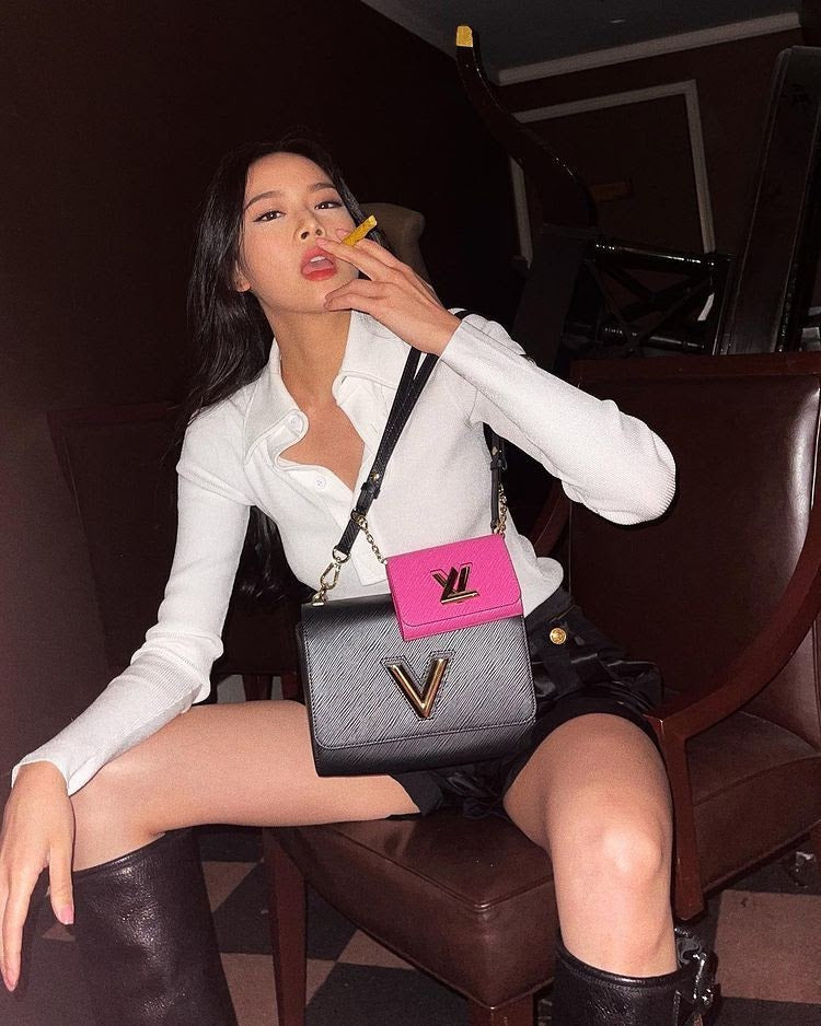 Louis Vuitton 2 Bolsas Negra-Rosa Piel