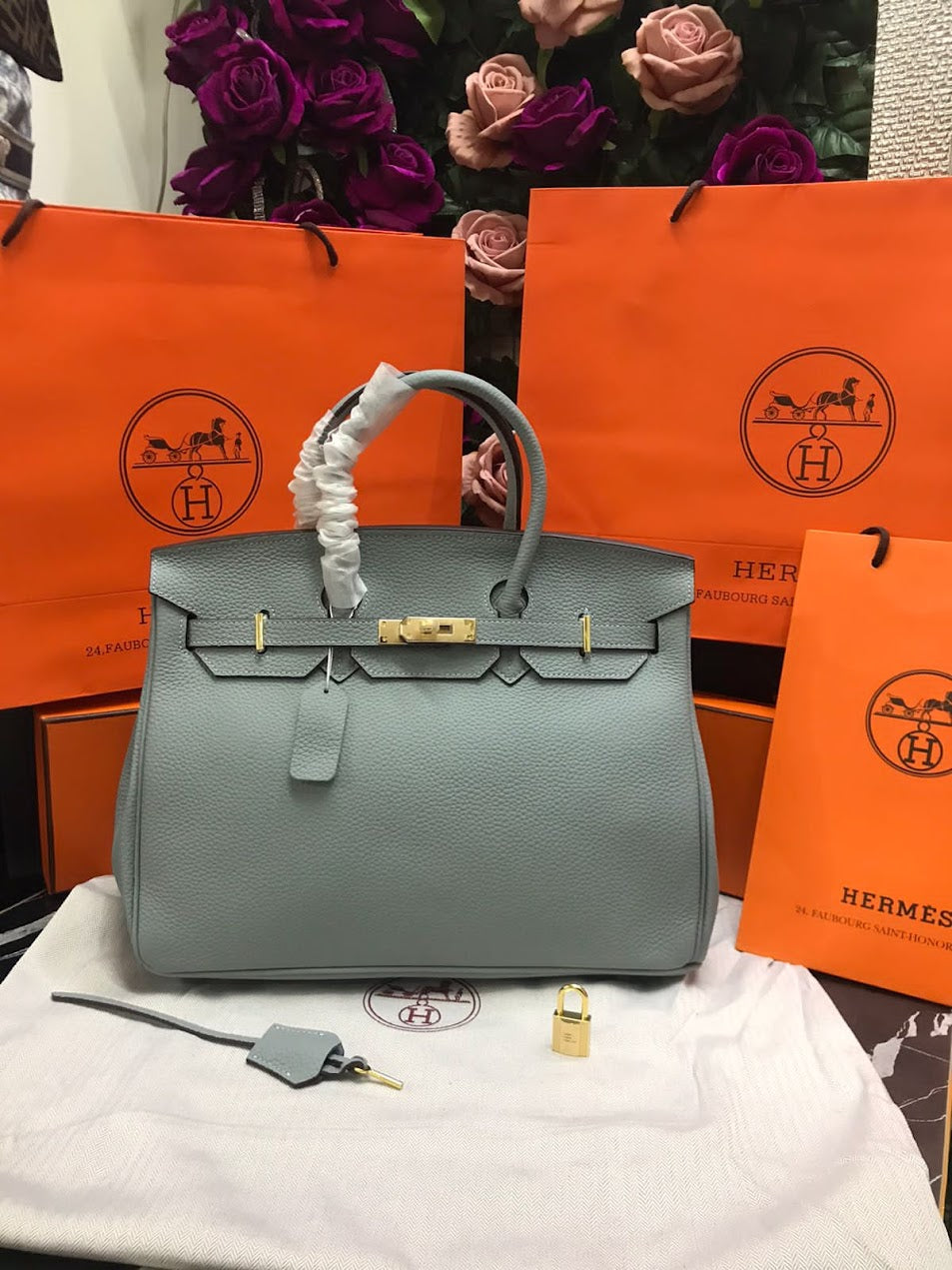 Hermes Birkin Azul Piel