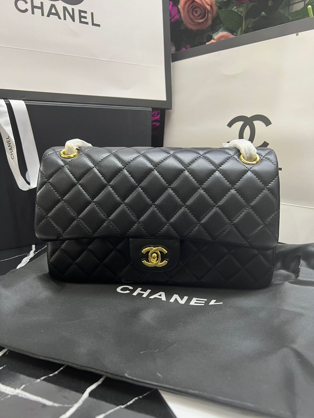 Bolsa Chanel Negro Clasica Con Solapa