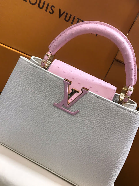 Louis Vuitton Blanco Rosa Piel Avestruz y Becerro