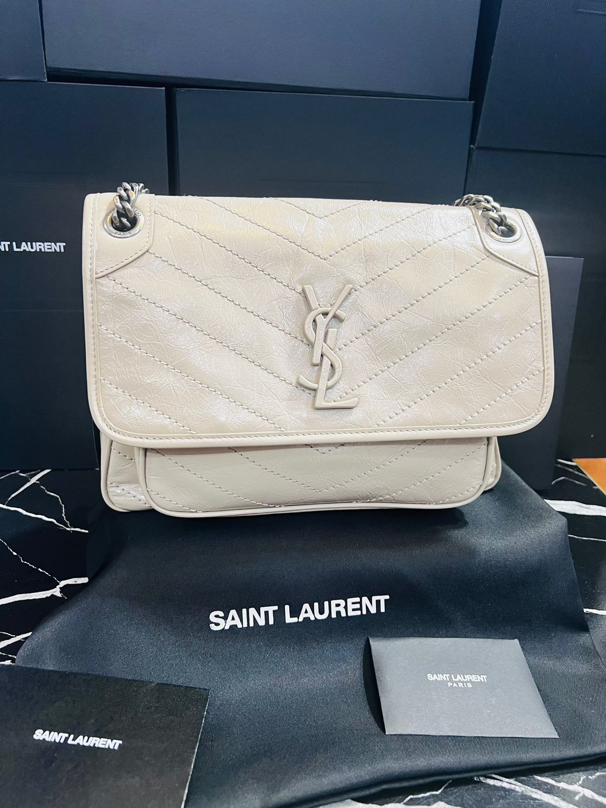 Saint Laurent Niki Nude Piel