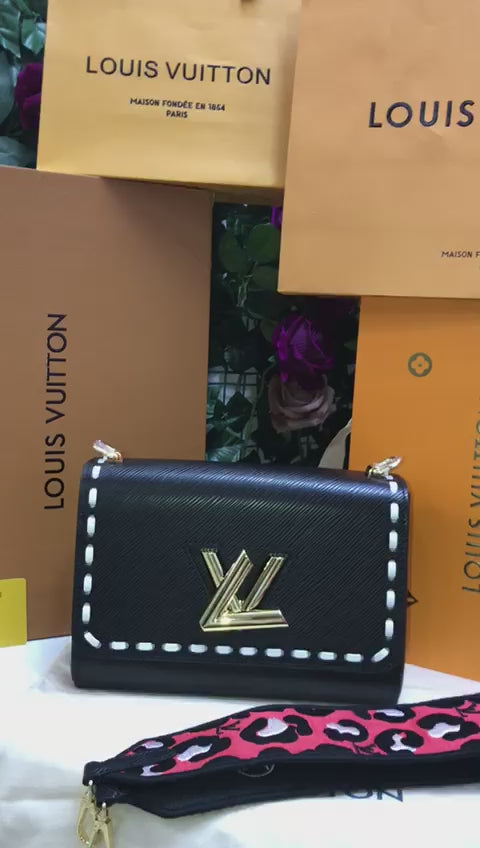 Louis Vuitton Negra Lienzo Blanco Piel