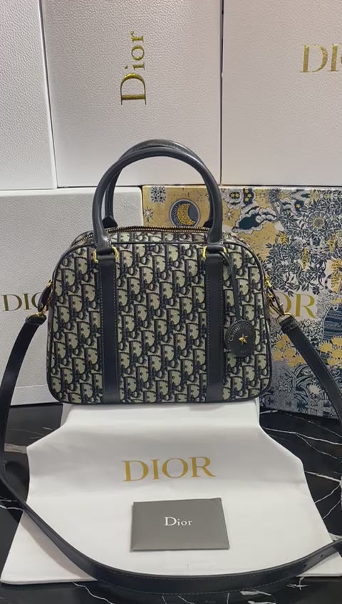 Christian Dior Negro Beige Bordada con Piel