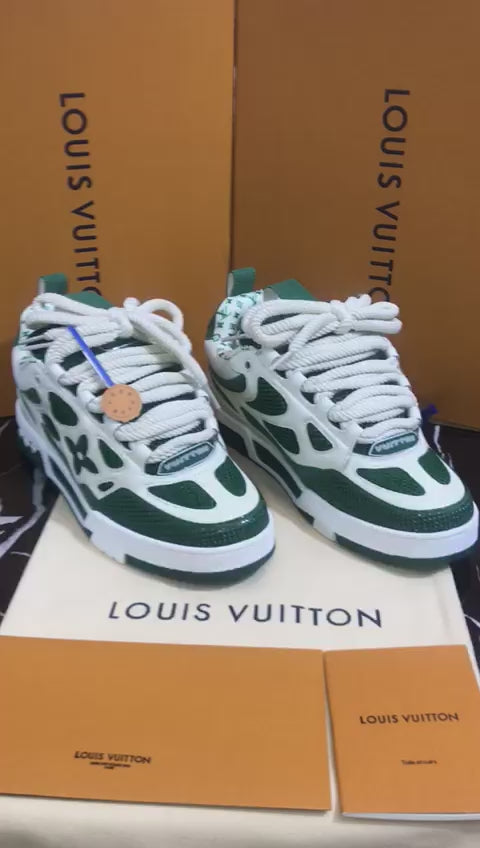 Louis Vuitton Tenis blancos con verde Caballero