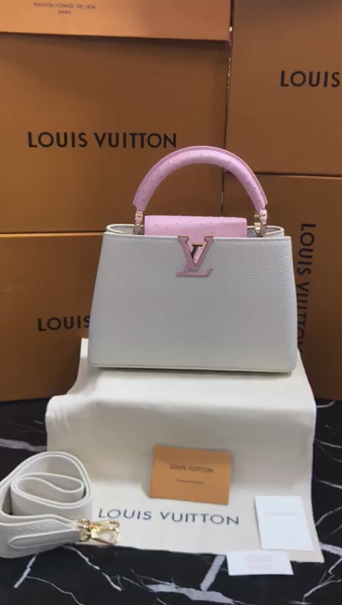 Louis Vuitton Blanco Rosa Piel Avestruz y Becerro