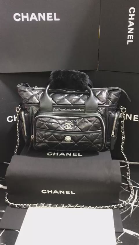 Chanel Edición Especial Negro Piel y Textil con brillitos