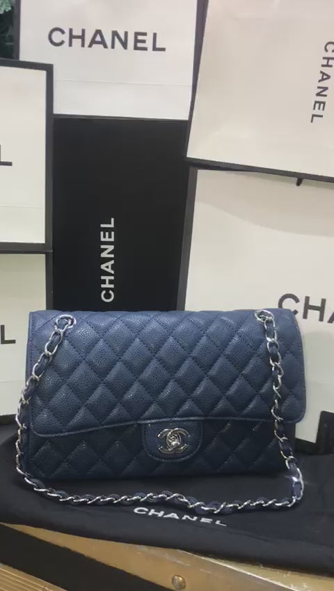 Chanel Caviar Azul Piel