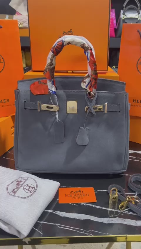 Hermes Birkin Gris Gamuza Piel